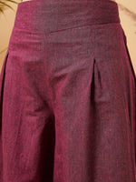 Thumbnail for InWeave Women's Pink Wine Handloom Palazzo - Distacart