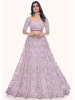 Thumbnail for Myra Lilac Soft Net Embroidered Designer Lehenga Choli - Distacart