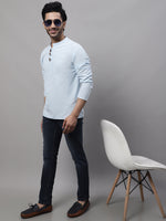 Thumbnail for Even Apparels Blue Pure Cotton Kurta With Band Collar - Distacart