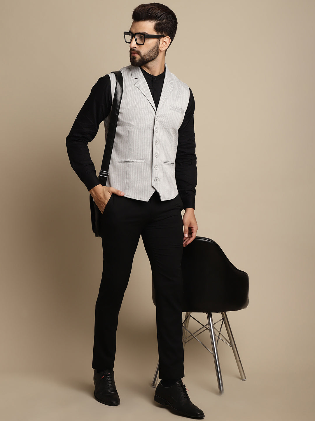 Even Apparels Men's Grey Waistcoat with Notched Lapel - Distacart