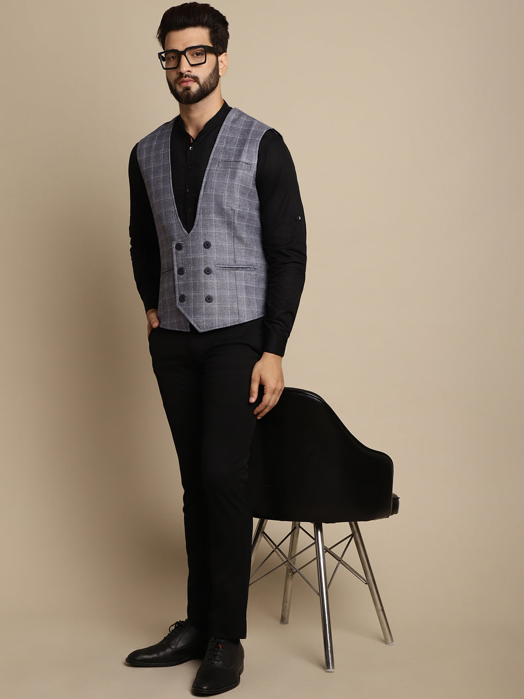 Even Apparels Men's Grey Double Breast Waistcoat - Distacart