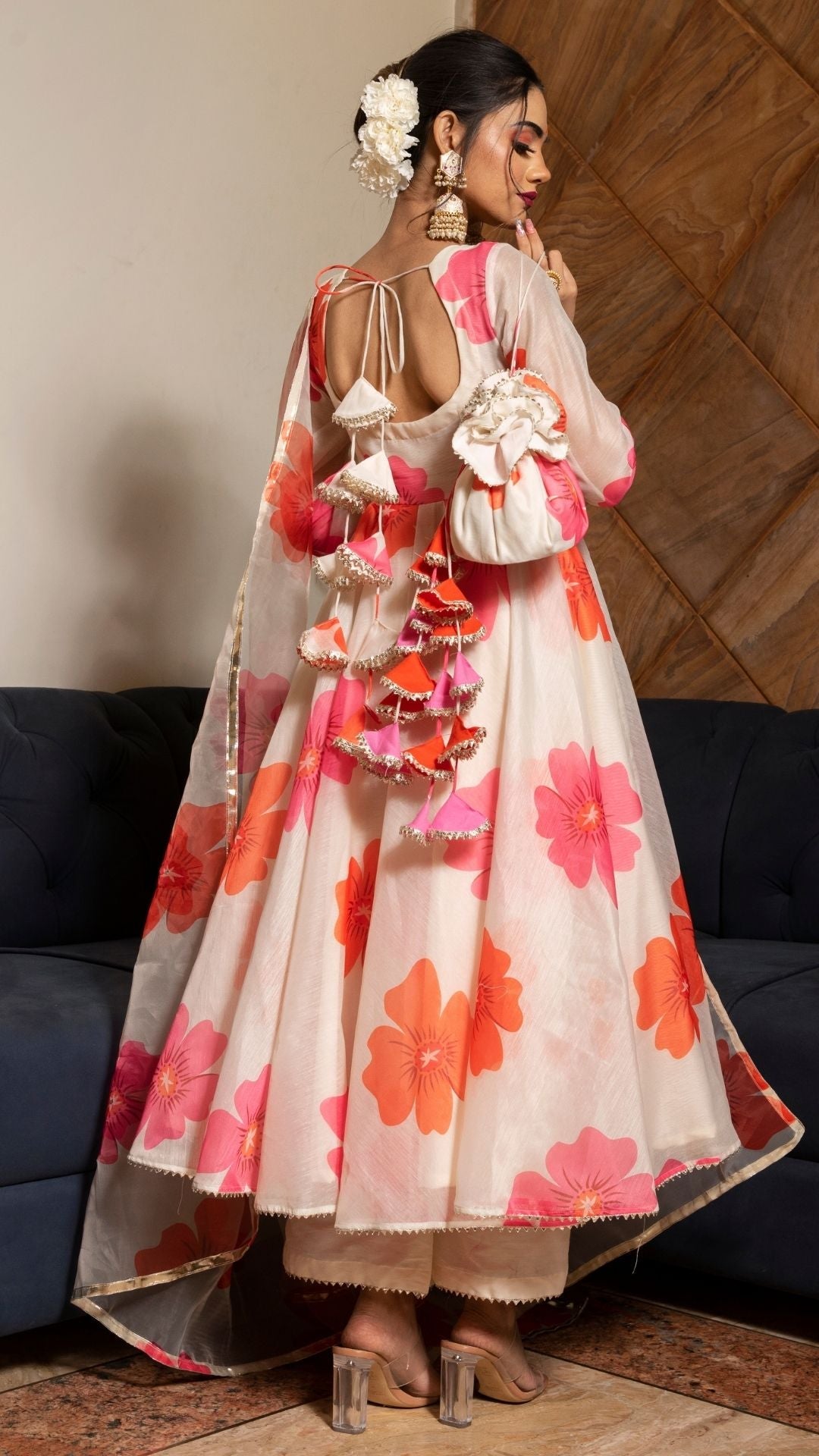 Pomcha Jaipur Carnation Off White Anarkali Set - Distacart