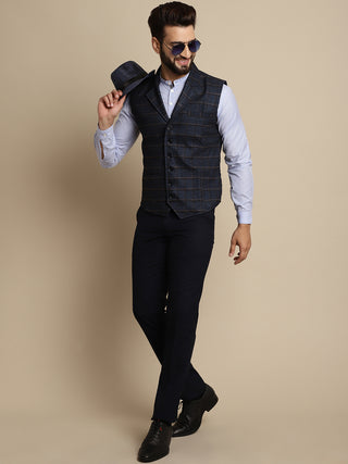 Even Apparels Men's Blue Waistcoat with Notched Lapel - Distacart