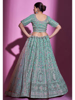 Thumbnail for Myra Blue Gota Silk Embroidered Designer Lehenga Choli - Distacart