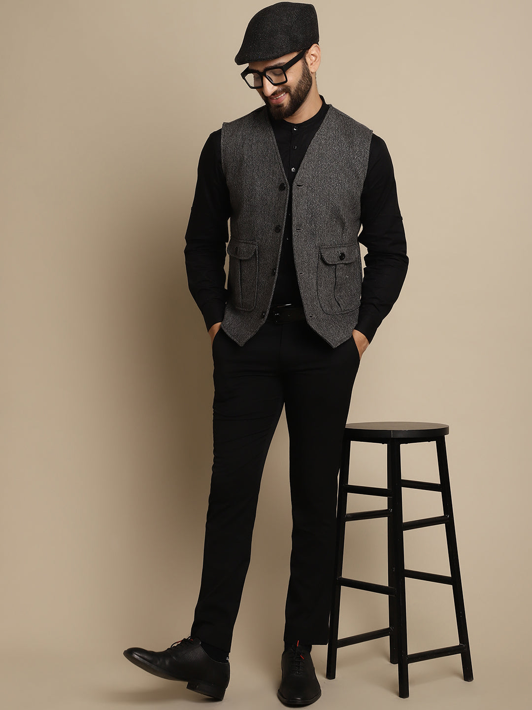 Even Apparels Men's Grey Woolen Waistcoat With Patch Pocket - Distacart