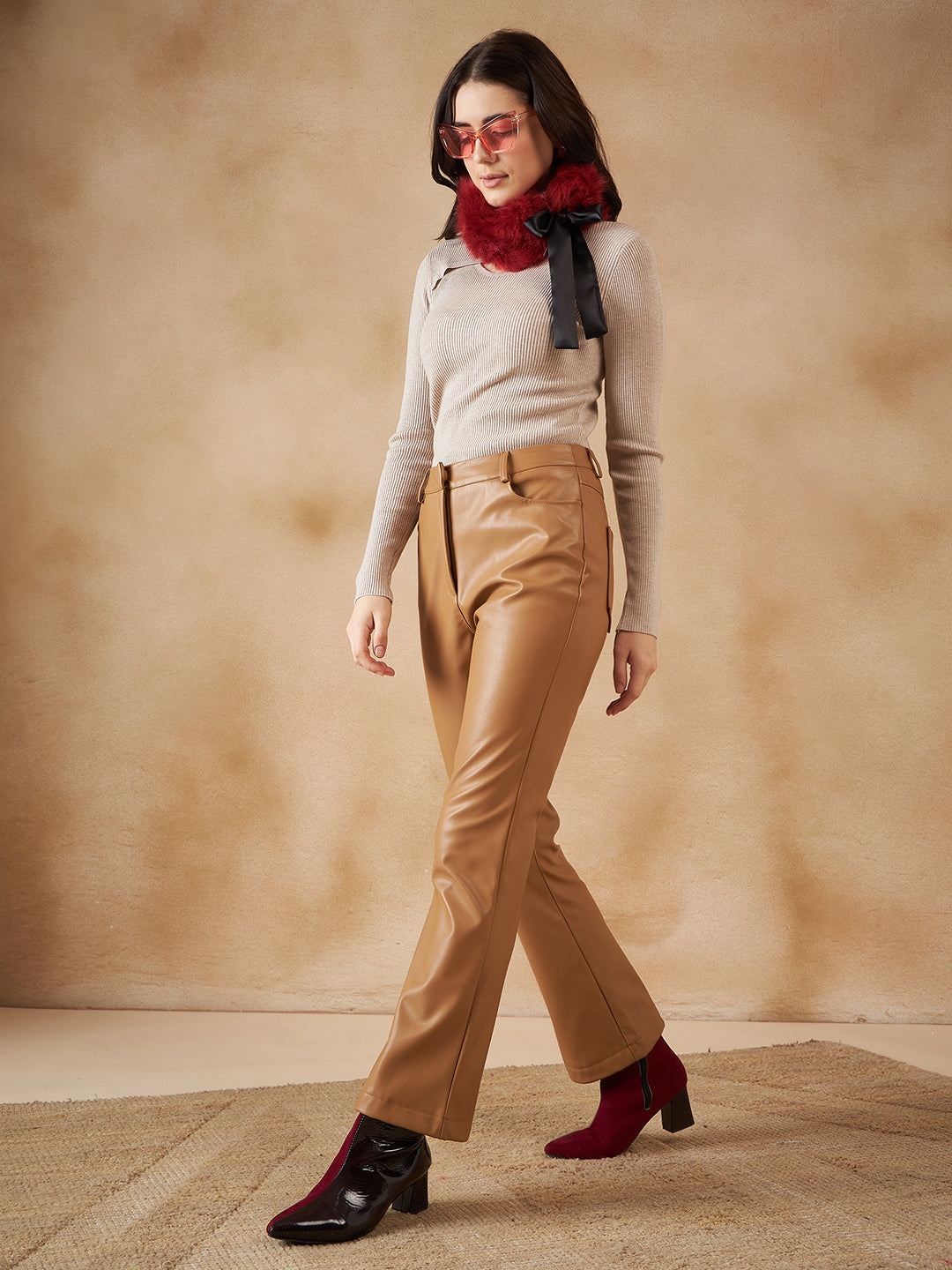 InWeave Women's Bright Rust Fur Neckpiece - Distacart