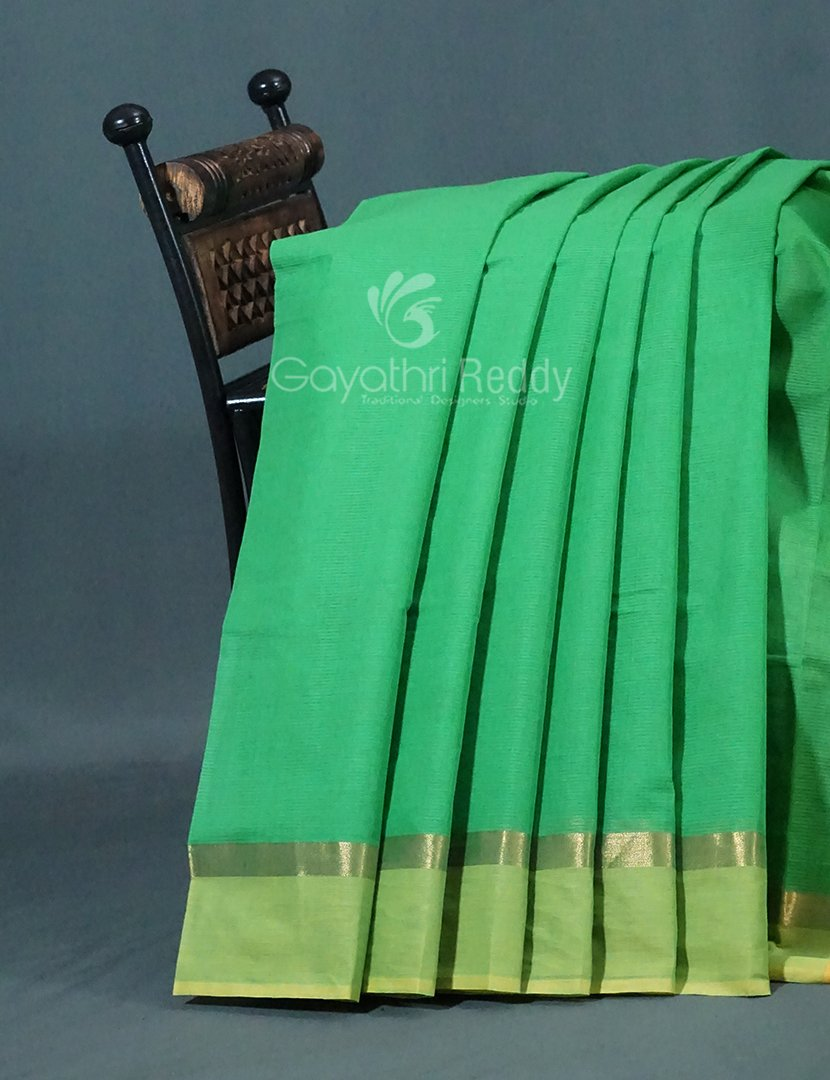 Shades of Green With Contrast Blouse Pure Mangalgiri Cotton By Gayathri Reddy Designer Studio - Distacart