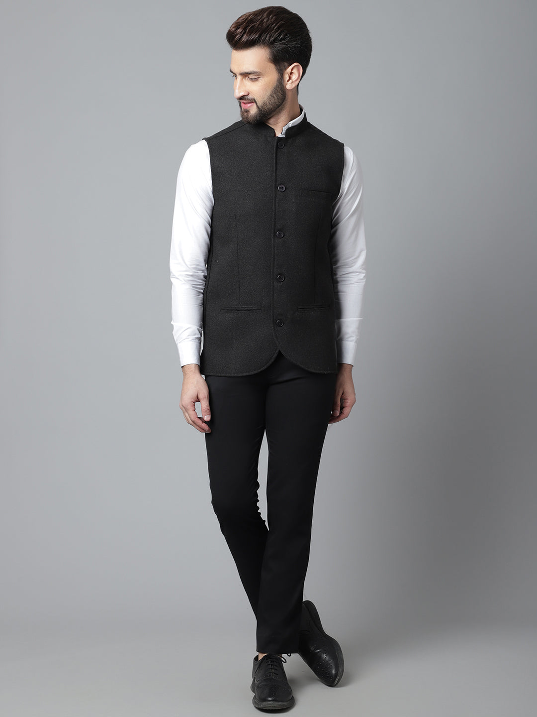Even Apparels Men's Black Pure Wool Nehru Jacket - Distacart