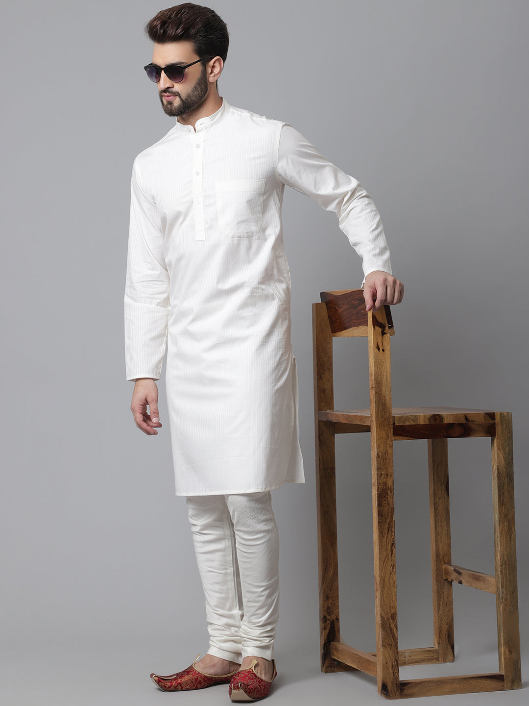 Even Apparels White Pure Cotton Kurta With Band Collar - Distacart