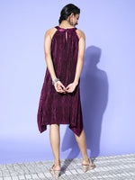 Thumbnail for InWeave Women's Wine Pleated Dress - Distacart