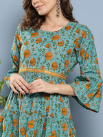 Thumbnail for InWeave Women's Blue Mustard Print Short Dress - Distacart