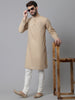 Even Apparels Beige Solid Kurta With Band Collar - Distacart