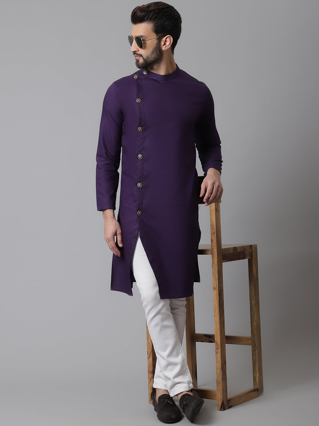 Even Apparels Purple Sherwani Kurta With Asymetrical Cut - Distacart