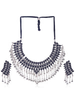 Thumbnail for Cardinal Silver-Plated Black Stone Studded Jewellery Set - Distacart