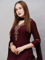 Thumbnail for Kalini Floral Embroidered Thread Work Kurta With Palazzos & Dupatta - Distacart