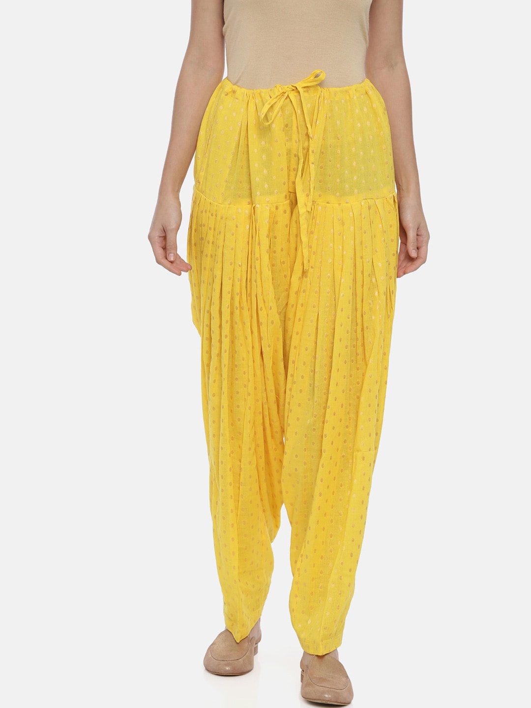 Souchii Yellow Printed Regular-Fit High-Rise Patiala - Distacart