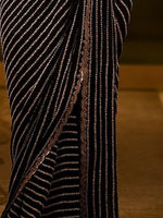 Thumbnail for Anouk Black & Gold-Toned Sequin Embellished Georgette Saree - Distacart