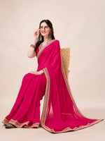 Thumbnail for Sangria Embroidered Saree With Blouse - Distacart