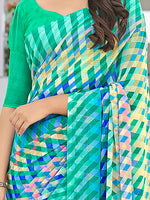 Thumbnail for Kalini Geometric Printed Pure Chiffon Dabu Saree - Distacart