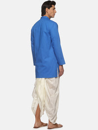 Thumbnail for Sethukrishna Men Blue Pure Cotton Kurta with Dhoti Pants - Distacart