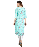 Thumbnail for Vamika Sky Blue French Crepe Printed Party Wear/Casual Wear Kurti - Distacart