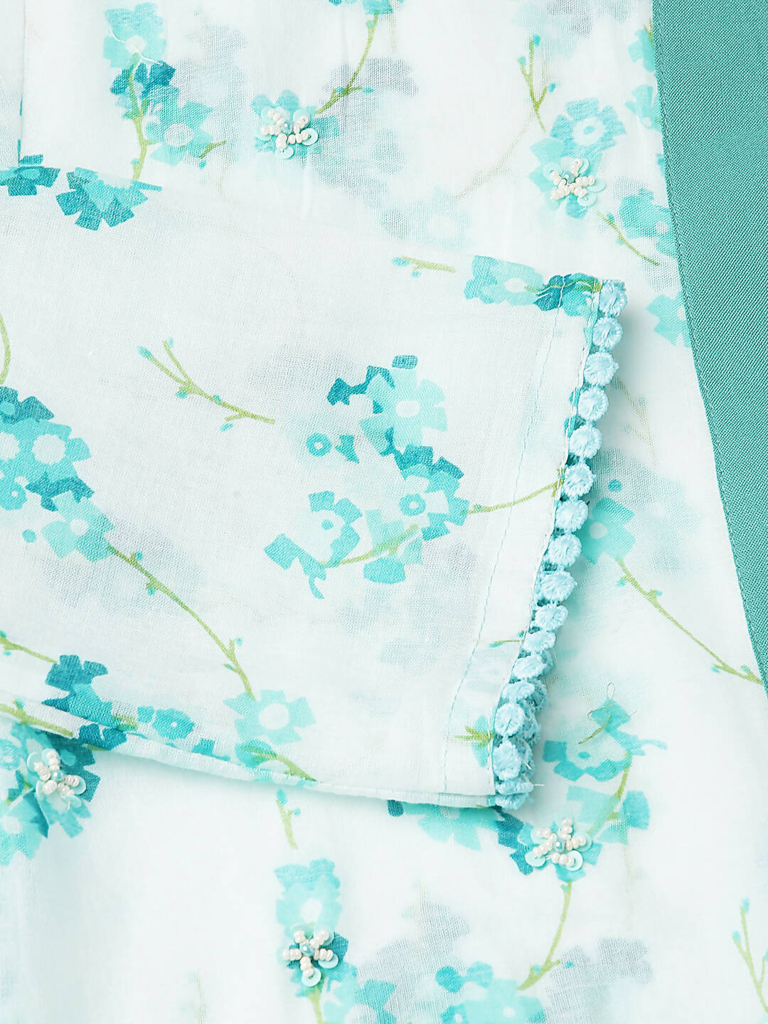 Light Blue Cotton Solid Flared Dress with Printed Shrug - Yukti - Distacart