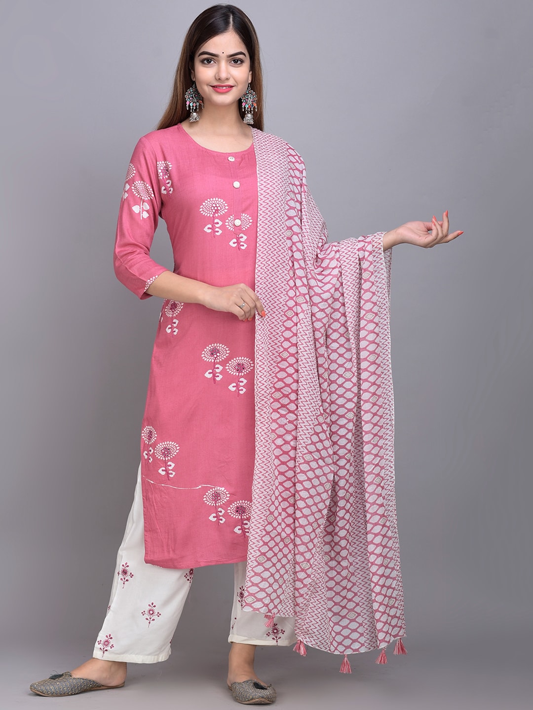 Sangria Ethnic Motifs Printed Kurta with Palazzos & Dupatta - Distacart