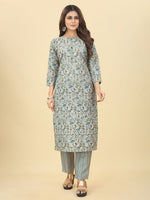 Thumbnail for Kalini Ethnic Motifs Printed Thread Work Kurta with Trousers - Distacart