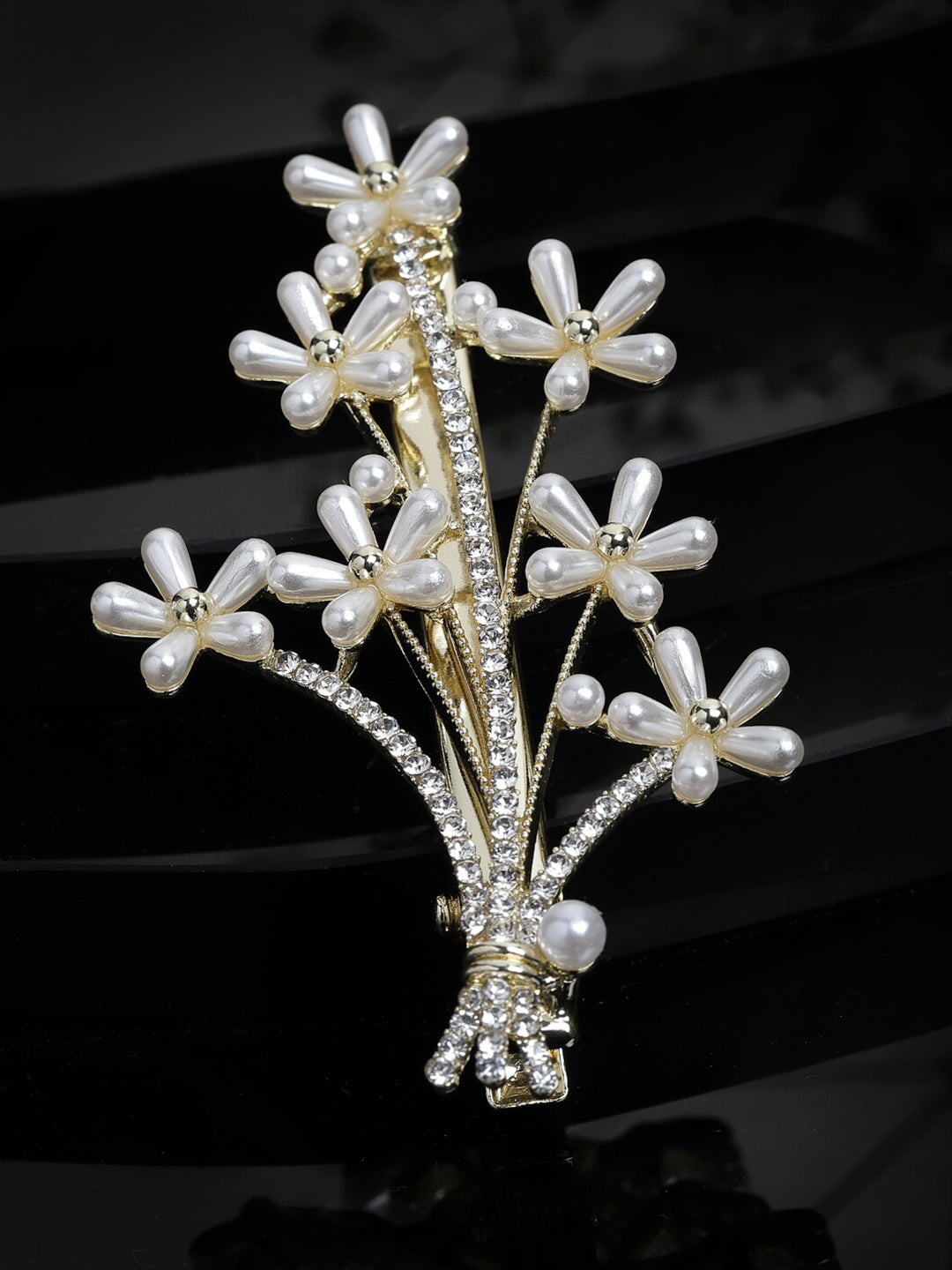 Panash Women Gold-Toned Embellished Alligator Hair Clip - Distacart