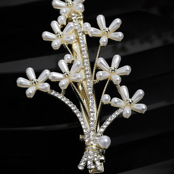 Panash Women Gold-Toned Embellished Alligator Hair Clip - Distacart