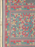 Thumbnail for Kalini Grey & Red Checked Zari Organza Saree - Distacart