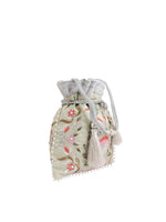 Thumbnail for Masq Green & Pink Embellished Embroidered Potli Clutch - Distacart
