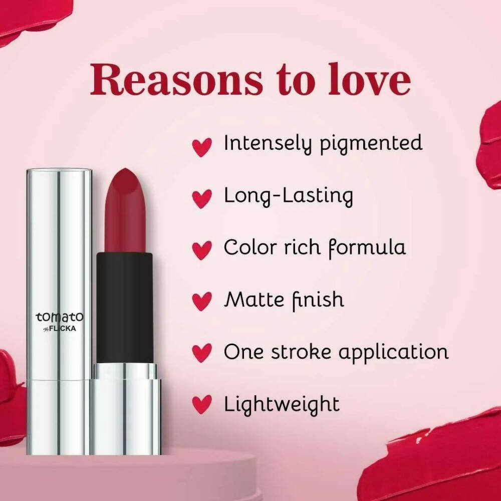 Flicka Tomato Maroon Matte Finish Lipstick Shade 08 - Distacart