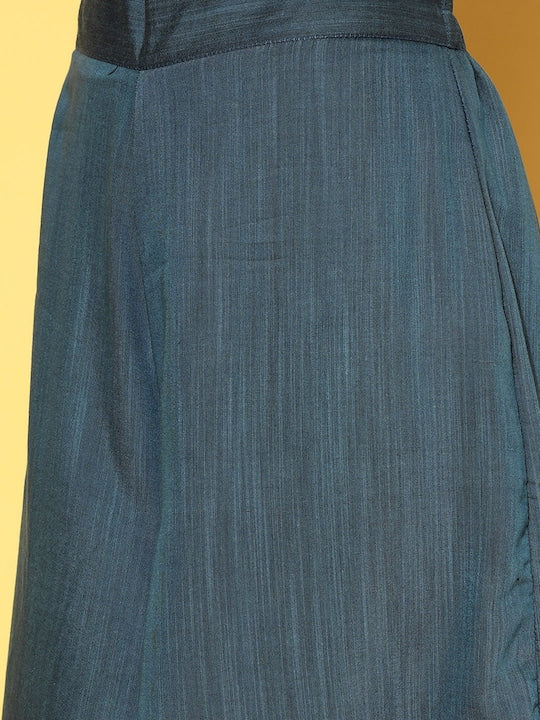 InWeave Women's Teal Mauve Brocade Mughal Shaan Kurta Palazzo Set - Distacart