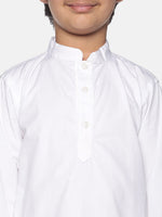 Thumbnail for Sethukrishna Boys White Pure Cotton Kurta with Churidar - Distacart