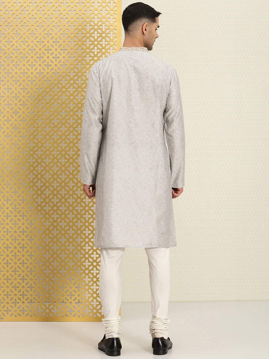 House of Pataudi Men Floral Printed Mandarin Collar Jashn Kurta - Distacart