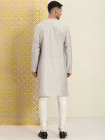 Thumbnail for House of Pataudi Men Floral Printed Mandarin Collar Jashn Kurta - Distacart