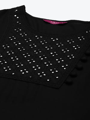 Libas Black Yoke Design Mirror Work Kurta - Distacart