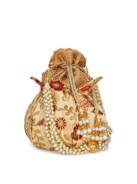 Thumbnail for Anekaant Gold-Toned Embellished Potli Clutch - Distacart