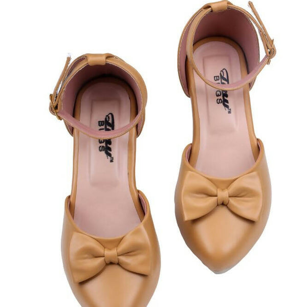 Tiny Bugs Girls Bow Embellished Ballerinas - Tan - Distacart