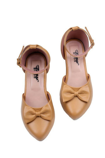 Tiny Bugs Girls Bow Embellished Ballerinas - Tan - Distacart