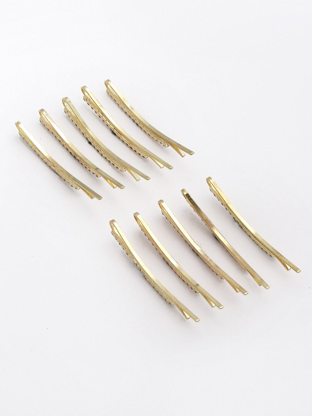 Panash Set of 10 Women Gold-Toned Embellished Bobby Pins - Distacart