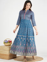 Thumbnail for Kalini Women Blue Ethnic Motifs Printed Anarkali Kurta - Distacart