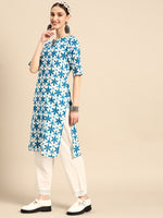 Thumbnail for Sangria Women Pure Cotton Floral Printed Kurta - Distacart