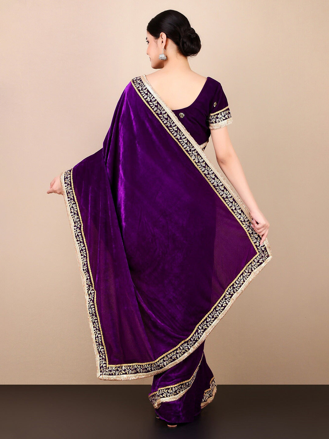 Kalini Embroidered Velvet Saree - Distacart