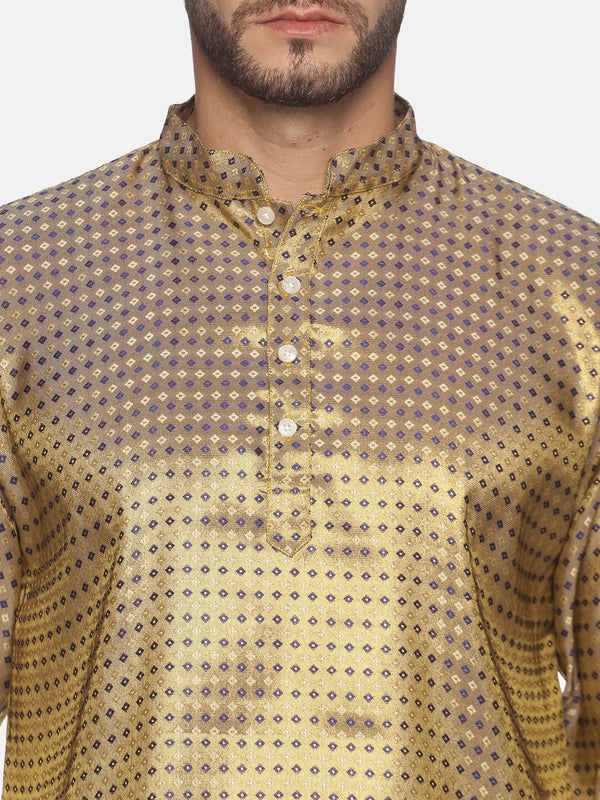 Sethukrishna Men Gold-Toned Ethnic Motifs Kurta with Pyjamas - Distacart