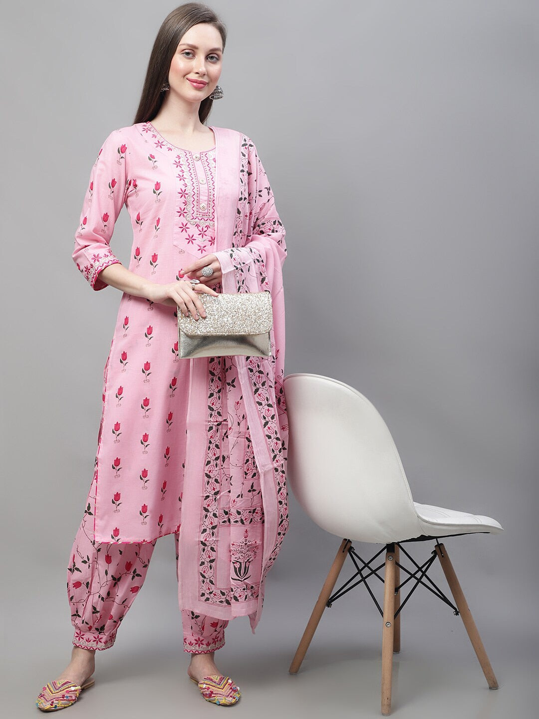 Kalini Floral Printed Kurta With Salwar & Dupatta - Distacart