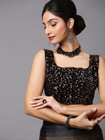 Thumbnail for Mitera Black & Tan Striped Party Wear Saree - Distacart