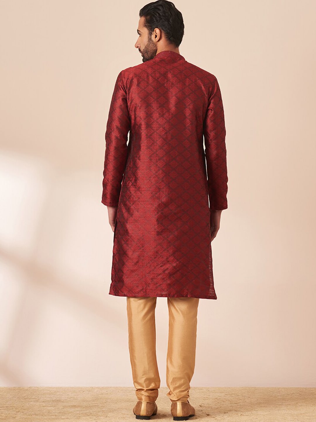 Manyavar Men Woven Design Straight Kurta with Churidar - Distacart