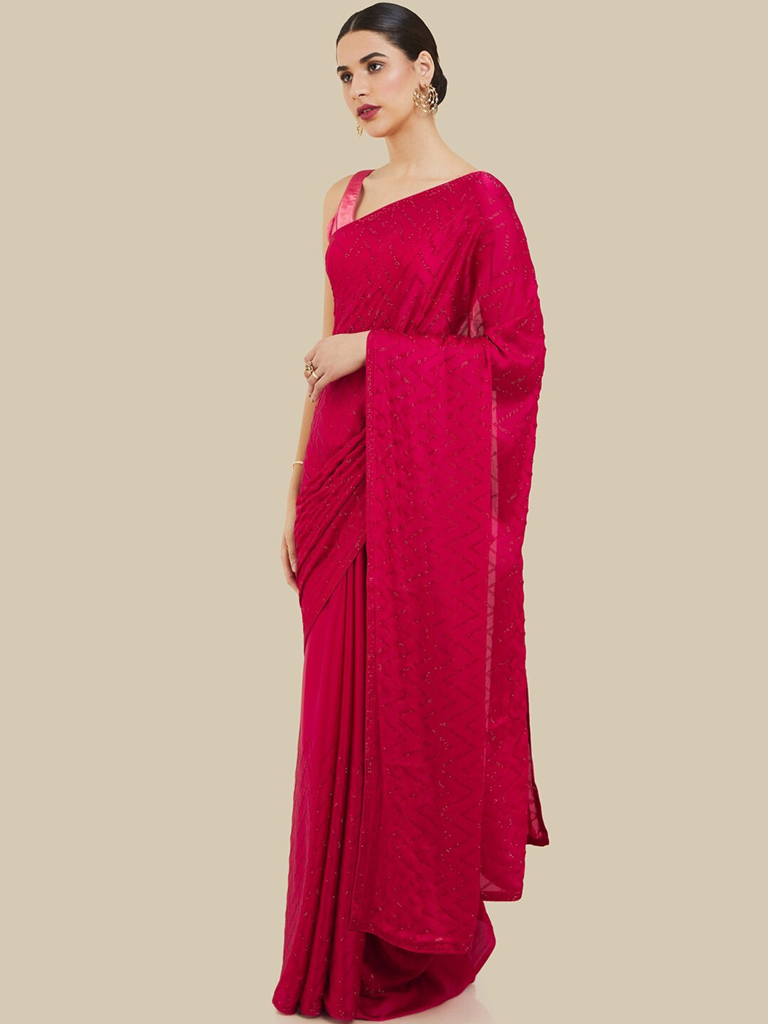 Soch Embellished Beads and Stones Silk Blend Saree - Distacart